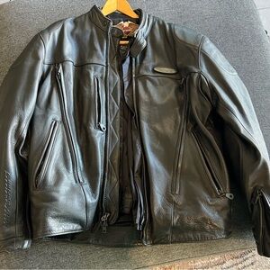 Harley Davidson Men's Black Leather Jacket With Inner Zip-Out Jacket